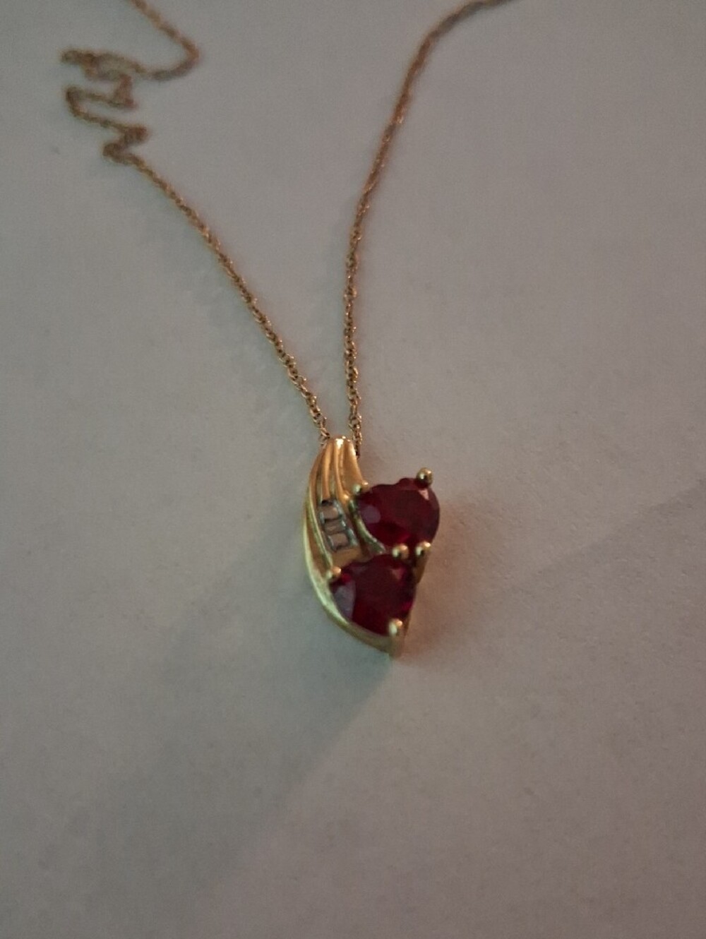 Gold Necklace with Red Heart Gem Pendant - Elegant Women's Jewelry - Picture 2 of 3